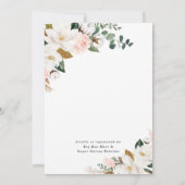 赤面ピンクアンドホワイトマグノリアフローラブライダルシャワー 招待状 (裏面)