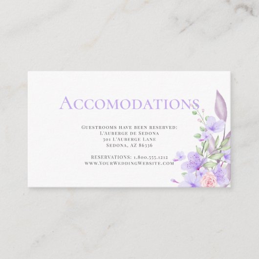 赤面ピンクアンドラベンダーフローラ春ブーケ エンクロージャーカード (正面)