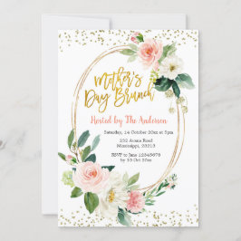 赤面ピンクアンド金ゴールドマザーズデイブランチ招待状 招待状