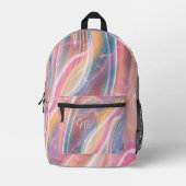 赤面ピンクイエローパープルブルーマーブルモノグラムを追加 プリントバックパック (正面)