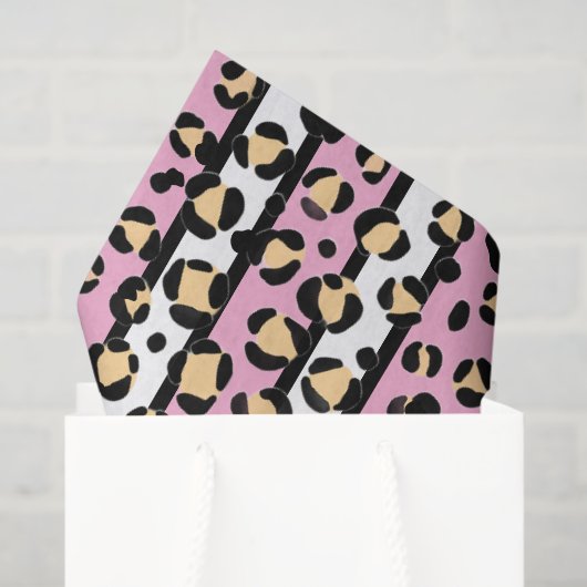 赤面ピンクイエローヒョウ印刷ティッシュペーパー 薄葉紙 (ギフトバッグ)