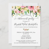 赤面ピンクイエローフローラ退職パーティー写真 招待状 (正面)