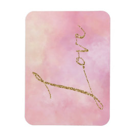 赤面ピンクイエロー絞り染め金ゴールドグリッターラブ マグネット