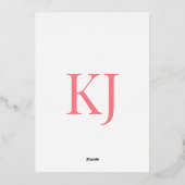 赤面ピンクイタリアンの洗練無地のタイル 箔招待状 (裏面)