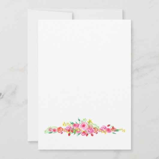 赤面ピンクイチゴと牡丹ブライダルシャワー 招待状 (裏面)