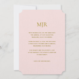 赤面ピンクイニシャルガール誕生 案内状