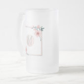 赤面ピンクイニシャル枠 フロストグラスビールジョッキ (正面左)