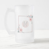 赤面ピンクイニシャル枠 フロストグラスビールジョッキ (左)