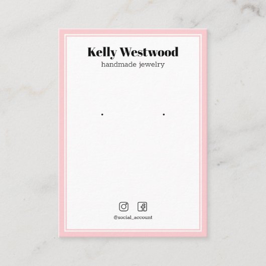 赤面ピンクイヤリングディスプレイロゴソーシャルアイコン 名刺 (正面)