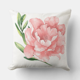 赤面ピンクインウォーター色バラ&グリーンブランチ離れ クッション