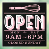 赤面ピンクウィスクオープン時間ベーカリービジネスブラック ウィンドウサイン (シート3)