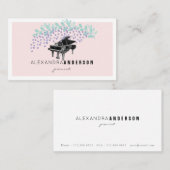 赤面ピンクウィステリアヴィンテージピアノビジネスカード 名刺 (正面/裏面)