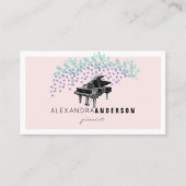 赤面ピンクウィステリアヴィンテージピアノビジネスカード 名刺 (正面)