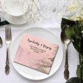 赤面ピンクウィンターシーンスノーパインツリークリスマス オールインワン招待状