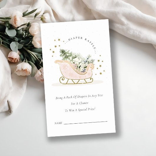 赤面ピンクウィンターズリーオムツラッフルベビーシャワー エンクロージャーカード