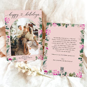 赤面ピンクウィンターハッピーホリデーズフォトカード シーズンカード