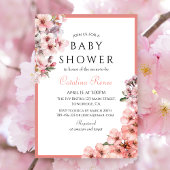 赤面ピンクウォーターカラーさくらんぼブロッサムエレガント 招待状