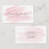 赤面ピンクウォーターカラーのスワッシュ 名刺 (正面/裏面)