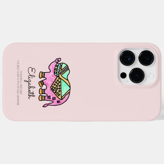 赤面ピンクウォーターカラーエレファントシックかわいい Case-Mate iPhoneケース (裏面 (横))