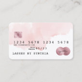 赤面ピンクウォーターカラークレジットカードスタイル 名刺 (正面)