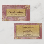 赤面ピンクウォーターカラーゴールドフォイル 名刺 (正面/裏面)