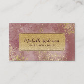 赤面ピンクウォーターカラーゴールドフォイル 名刺 (正面)
