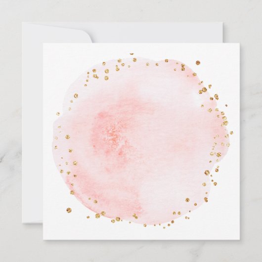 赤面ピンクウォーターカラーサークルベビーシャワースクエア 招待状 (裏面)