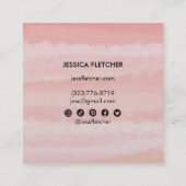 赤面ピンクウォーターカラーソーシャルメディアミニマリスト スクエア名刺 (裏面)