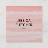 赤面ピンクウォーターカラーソーシャルメディアミニマリスト スクエア名刺 (正面)