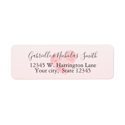 赤面ピンクウォーターカラーハート ラベル (正面)