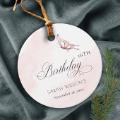 赤面ピンクウォーターカラーバタフライエイジ誕生日 フェイバータグ