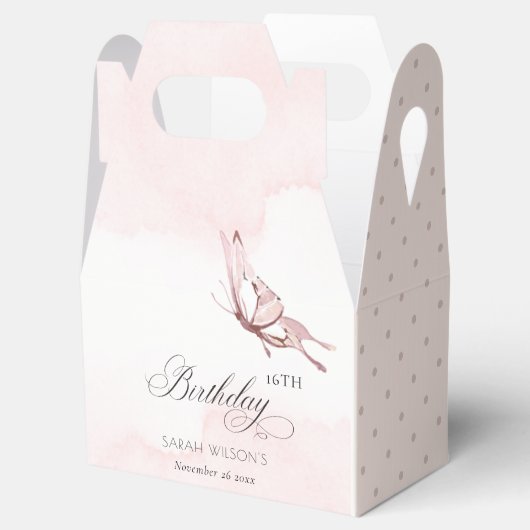 赤面ピンクウォーターカラーバタフライエイジ誕生日 フェイバーボックス (オープン)