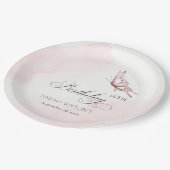 赤面ピンクウォーターカラーバタフライエイジ誕生日 ペーパープレート (アングル)