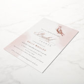 赤面ピンクウォーターカラーバタフライブライダルシャワー 箔招待状 (回転した状態)