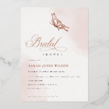 赤面ピンクウォーターカラーバタフライブライダルシャワー