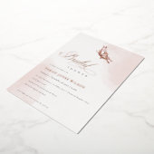 赤面ピンクウォーターカラーバタフライブライダルシャワー 箔招待状 (回転した状態)