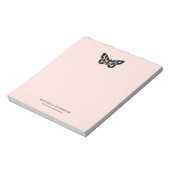 赤面ピンクウォーターカラーバタフライロゴ ノートパッド (回転)