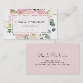 赤面ピンクウォーターカラーバラとアジサイ 名刺 (正面/裏面)