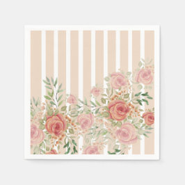 赤面ピンクウォーターカラーバラハンド絵を描 スタンダードカクテルナプキン