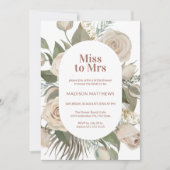 赤面ピンクウォーターカラーバラフローラブライダルシャワーイン 招待状 (正面)