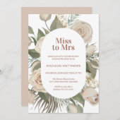 赤面ピンクウォーターカラーバラフローラブライダルシャワーイン 招待状 (正面/裏面)