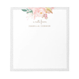 赤面ピンクウォーターカラーバラフローラブーケ枠 ノートパッド