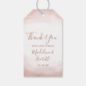 赤面ピンクウォーターカラーバラ金ゴールド結婚ズサンキューズ ギフトタグ (裏面)
