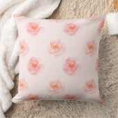 赤面ピンクウォーターカラーバラ クッション (ブランケット)