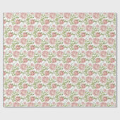 赤面ピンクウォーターカラーバラ ラッピングペーパー (フラット)