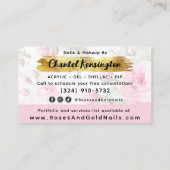 赤面ピンクウォーターカラーバラ&金ゴールドシャビーシック 名刺 (裏面)