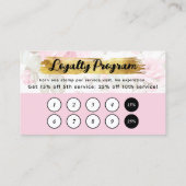 赤面ピンクウォーターカラーバラ&金ゴールドロイヤリティスタンプ 名刺 (裏面)