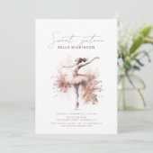 赤面ピンクウォーターカラーバレリーナスウィート16誕生日 招待状 (スタンド正面)