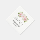 赤面ピンクウォーターカラーフラワーズブライダルシャワー スタンダードカクテルナプキン (角)