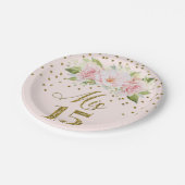 赤面ピンクウォーターカラーフラワーズミス15キンセアニェラ ペーパープレート (アングル)